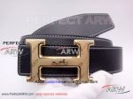 Perfect Replica Hermes Men Black Leather Belt With Gold Buckle